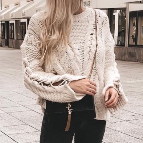 Zara | Sweaters | Zara Ecru Knit Lace 